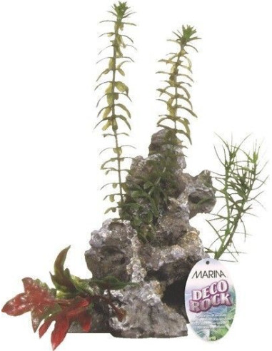 Decoración Rock - Roca Con Plantas Mediana