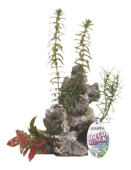 Decoración Rock - Roca Con Plantas Mediana