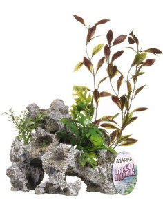 Decoración Rock - Roca Con Plantas Grande