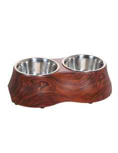Comedero Doble Elevado Madera 380 Ml