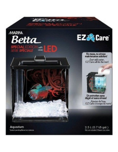 Marina Betta Ez Care  Kit Con Luz 2,5 L Negro