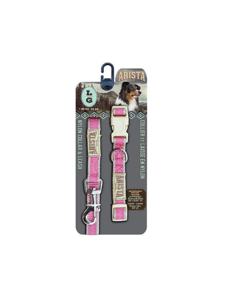 Collar y Correa  Gde. Rosa 2x35-53cm