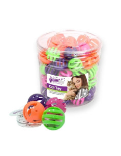 Cubo Juguetes Gatos Pawise-Pelota Plast.60pc