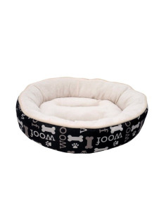 Cama Woof Redonda Blanco Negro 53 Cm