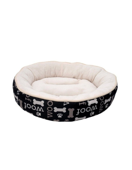 Cama Woof Redonda Blanco Negro 53 Cm
