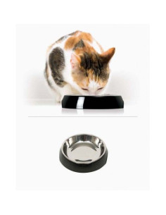 Comedero Acero Inox. 200ml Negro