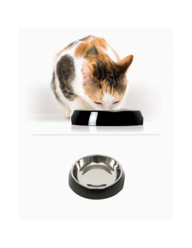 Comedero Acero Inox. 200ml Negro
