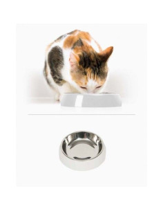 Comedero Acero Inox. 200ml Blanco