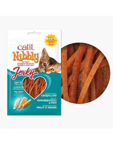 Catit Nibbly Jerky, Pollo&Pescado, 30g