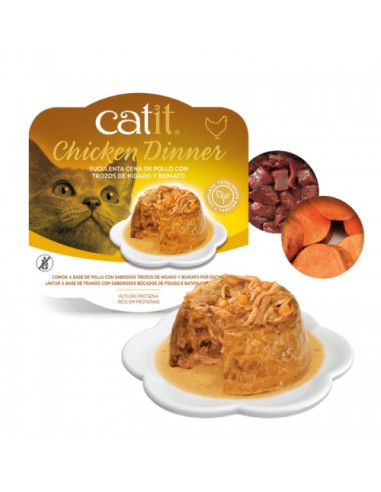 Catit Dinner Pollo con Hígado&Boniato, 80g