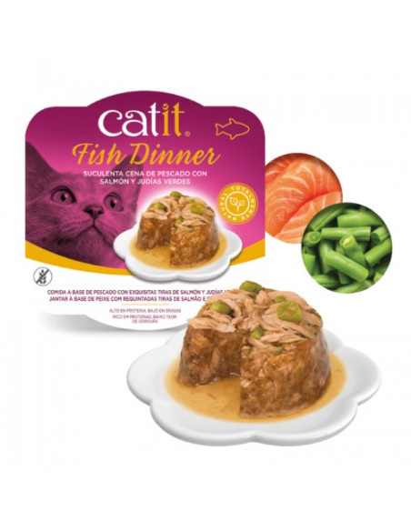 Catit Dinner Pescado con Salmón&Judías Verdes, 80g