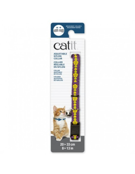 Catit Collar Breakaway, Morado con Flores