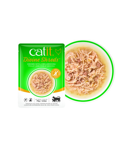 Catit Divine Shreds Pollo/Hígado & Brócoli, 75g