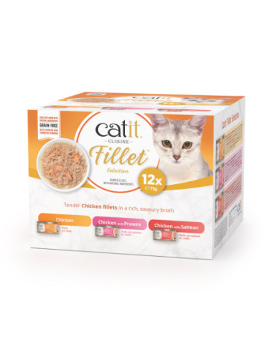 Catit Cuisine Fillet Pollo Pack Variado, 12x75g
