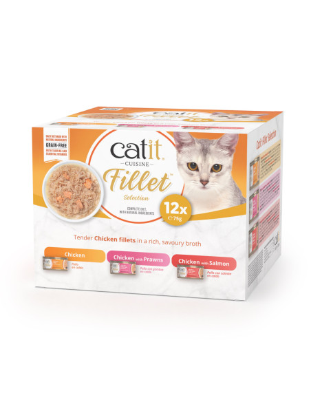Catit Cuisine Fillet Pollo Pack Variado, 12x75g